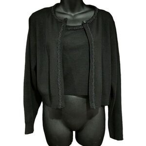 It’s Our Time Black Beaded Tank Top Sweater Set Women’s Medium